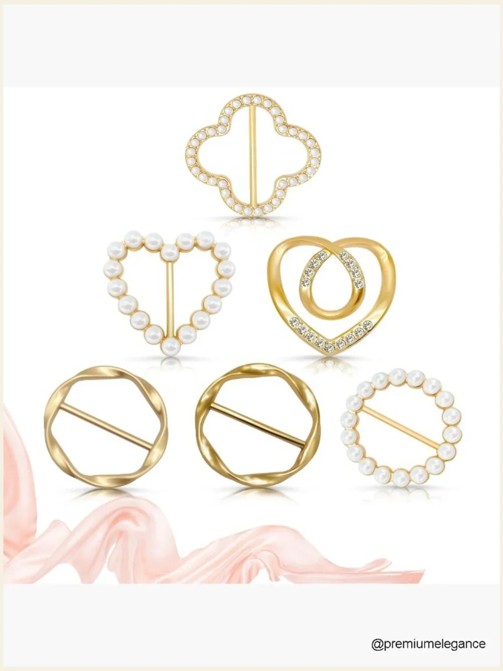 Scarf Rings Shirt Clips T-Shirt Tie Clips Set of 6